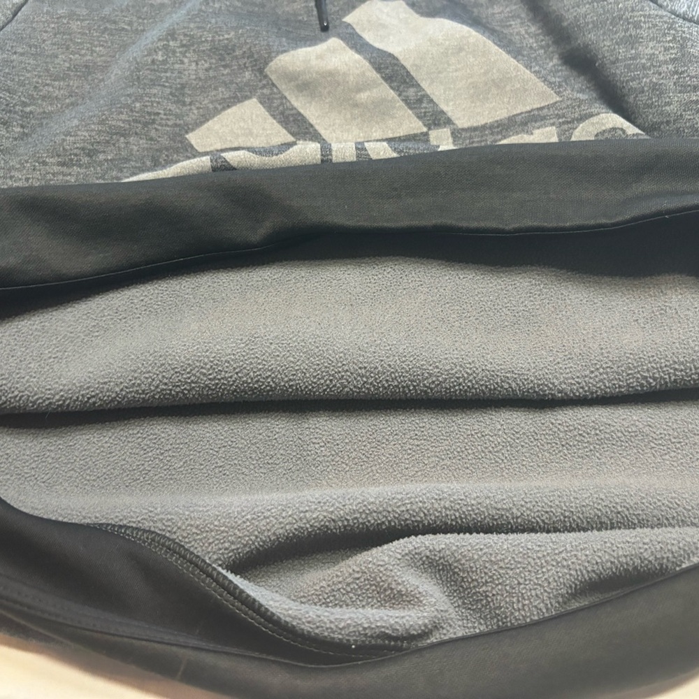 Adidas Unisex‎ Gray Black Long Sleeve Hoodie Sweatshirt Size M w/ Thumbholes - Picture 15 of 16
